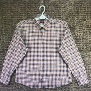 Men's Plaid Button-Down Shirt - Pink and Blue